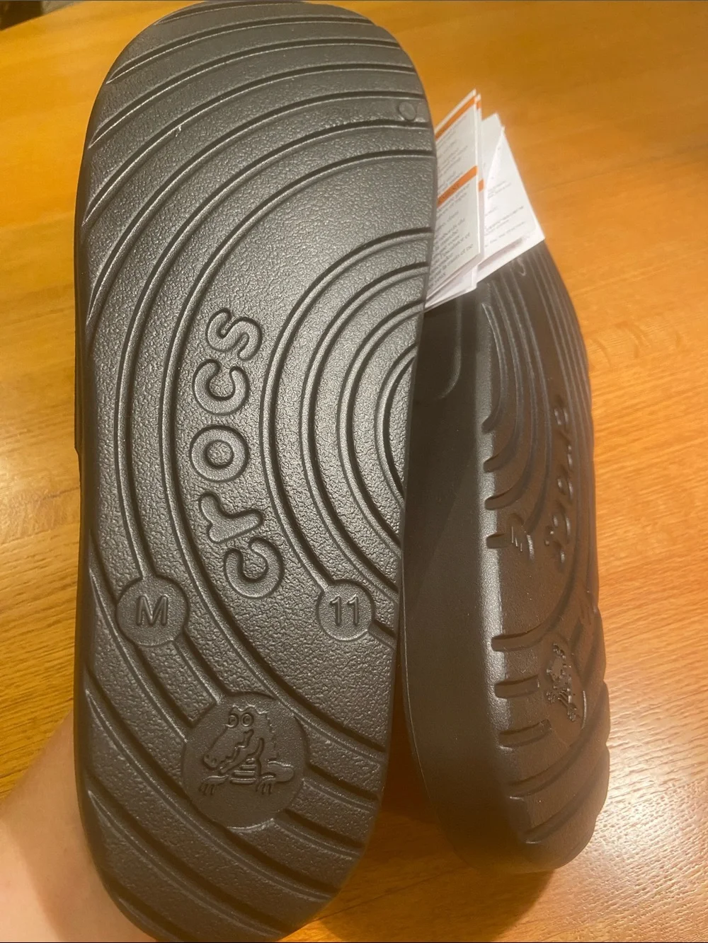 CROCS Black Slide Sandals with Embossed Logo